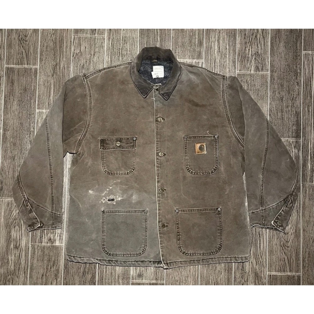 Carhartt Chore Coat Mens XL Brown Vintage C02CHT Blanket Lined Duck Canvas